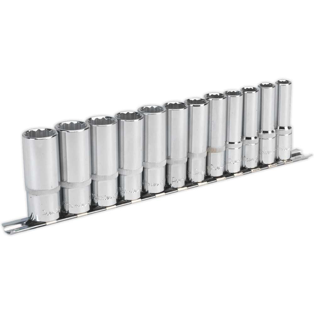 Sealey 12 Piece 3/8" Drive Deep Bi Hexagon WallDrive Socket Set Metric 3/8