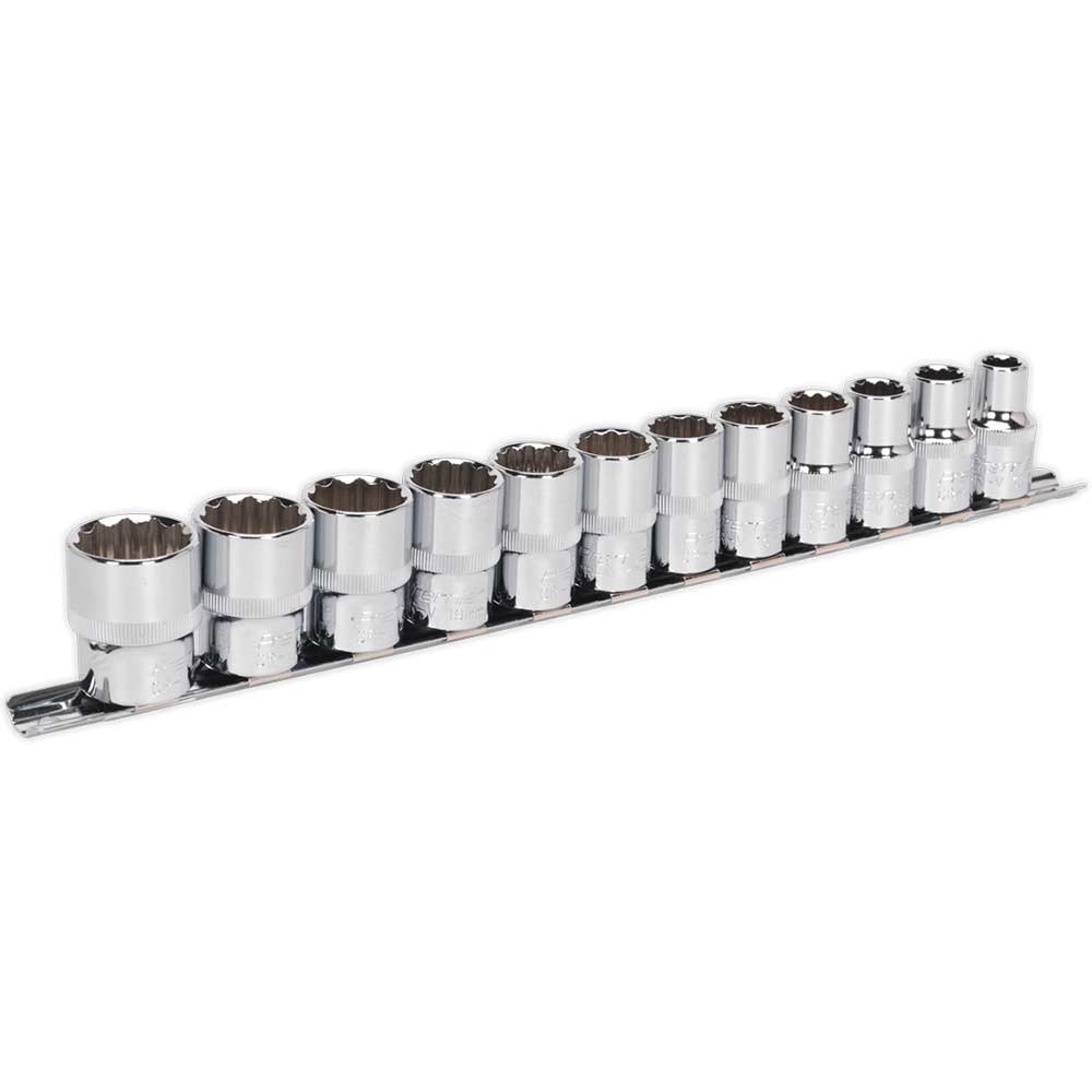 Image of Sealey 12 Piece 1/2" Drive Bi Hexagon WallDrive Socket Set Metric 1/2"