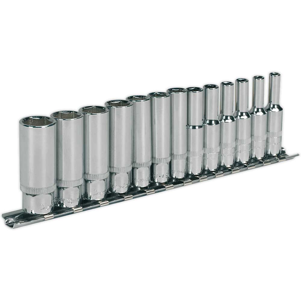 Sealey 13 Piece 1/4" Drive Deep Hexagon WallDrive Socket Set Metric 1/4