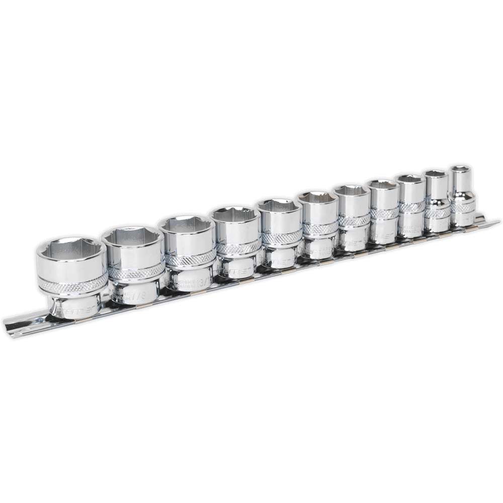 Sealey 11 Piece 3/8" Drive Lock On Hexagon Socket Set Imperial 3/8