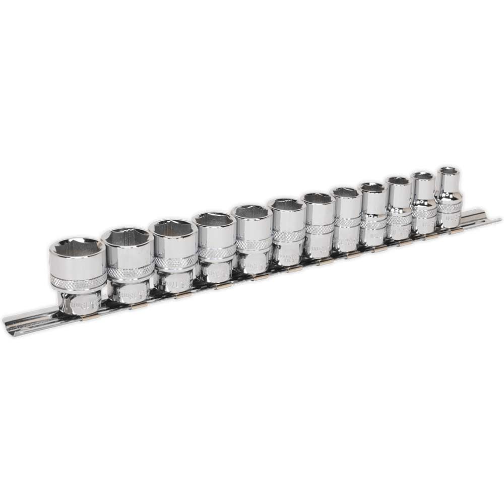 Image of Sealey 12 Piece 3/8" Drive Lock On Hexagon Socket Set 3/8"