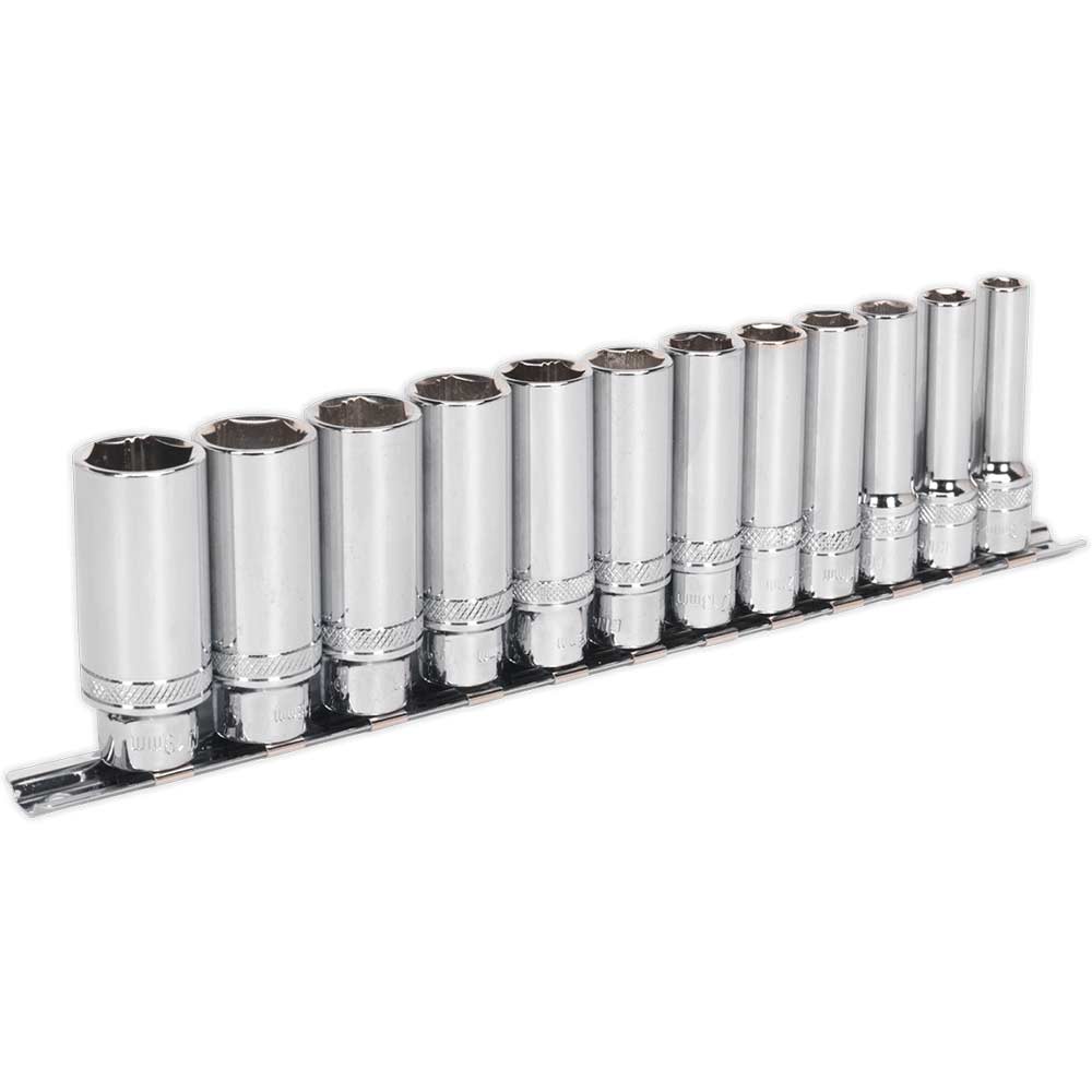 Sealey 12 Piece 3/8" Drive Deep Lock On Hexagon Socket Set 3/8