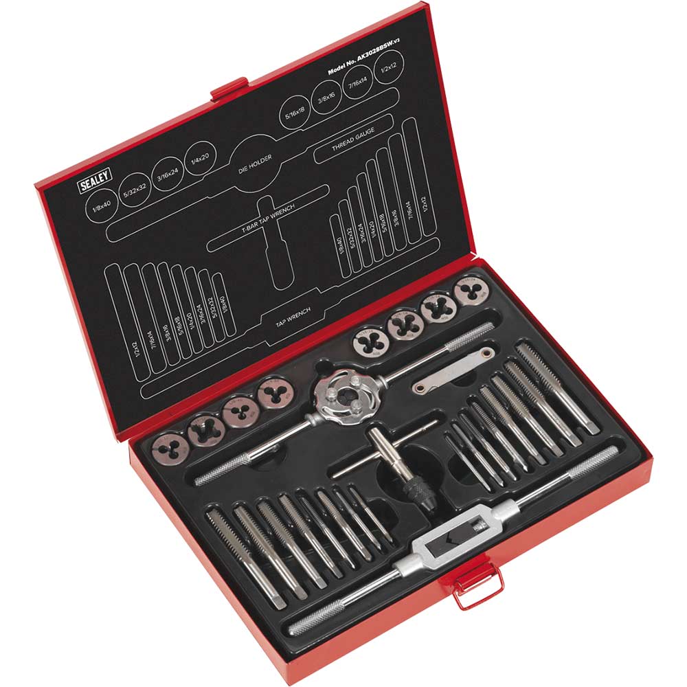 Image of Sealey 28 Piece Tap and Die Set Imperial BSW