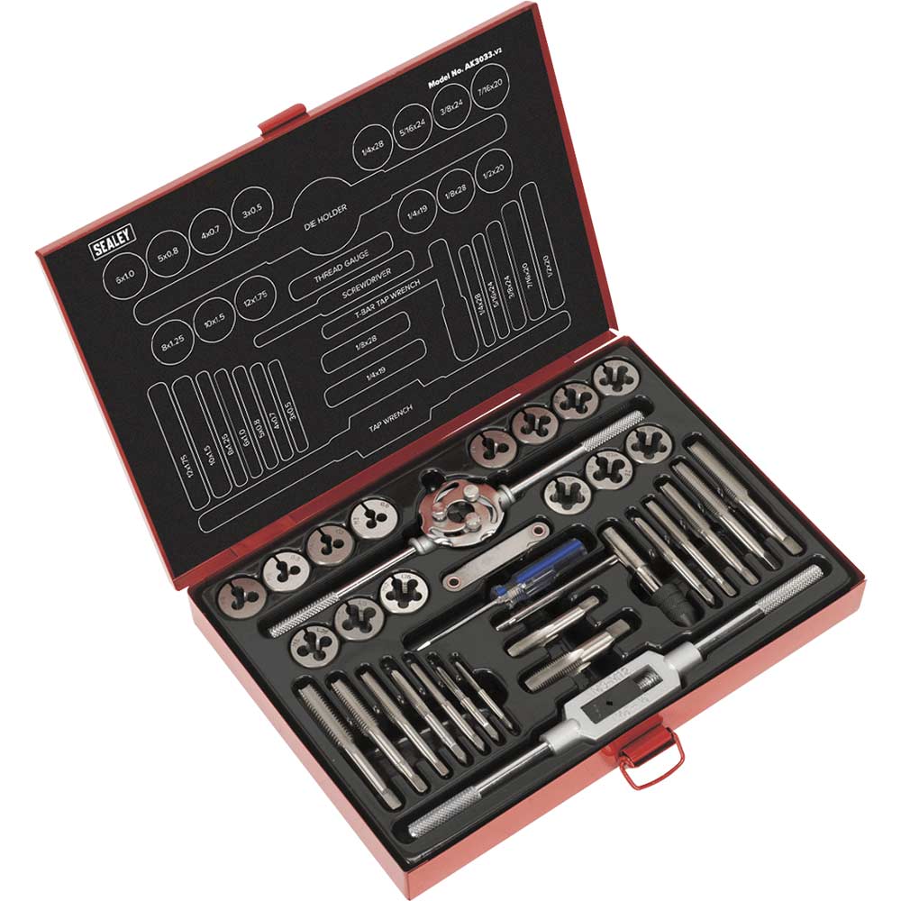 Sealey AK3033 33 Piece Tap and Die Set in UK Specification