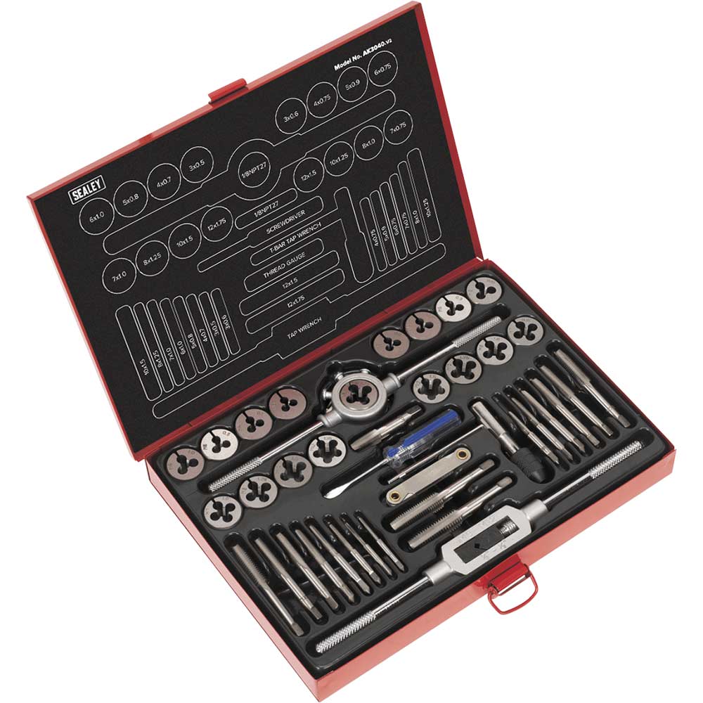 Image of Sealey AK3040 40 Piece Alloy Steel Tap and Split Die Set Metric