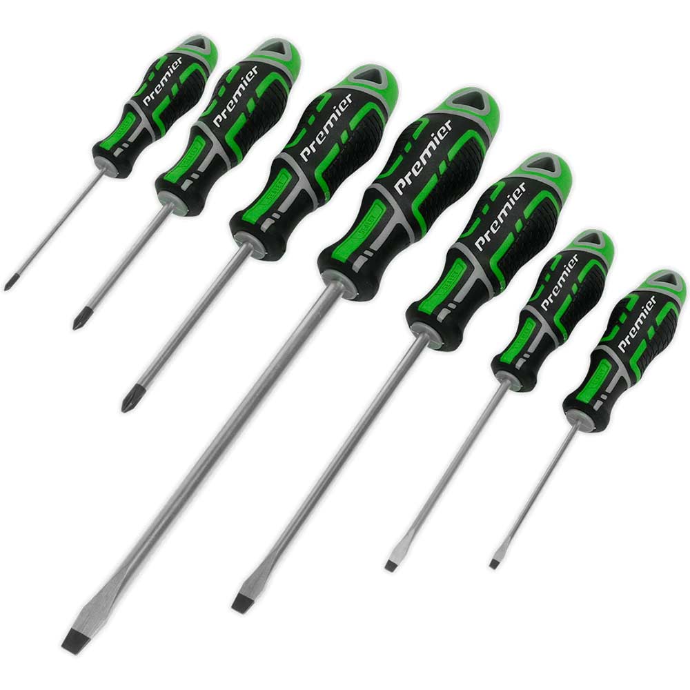 Image of Sealey Gripmax Hi Vis 7 Piece Screwdriver Set