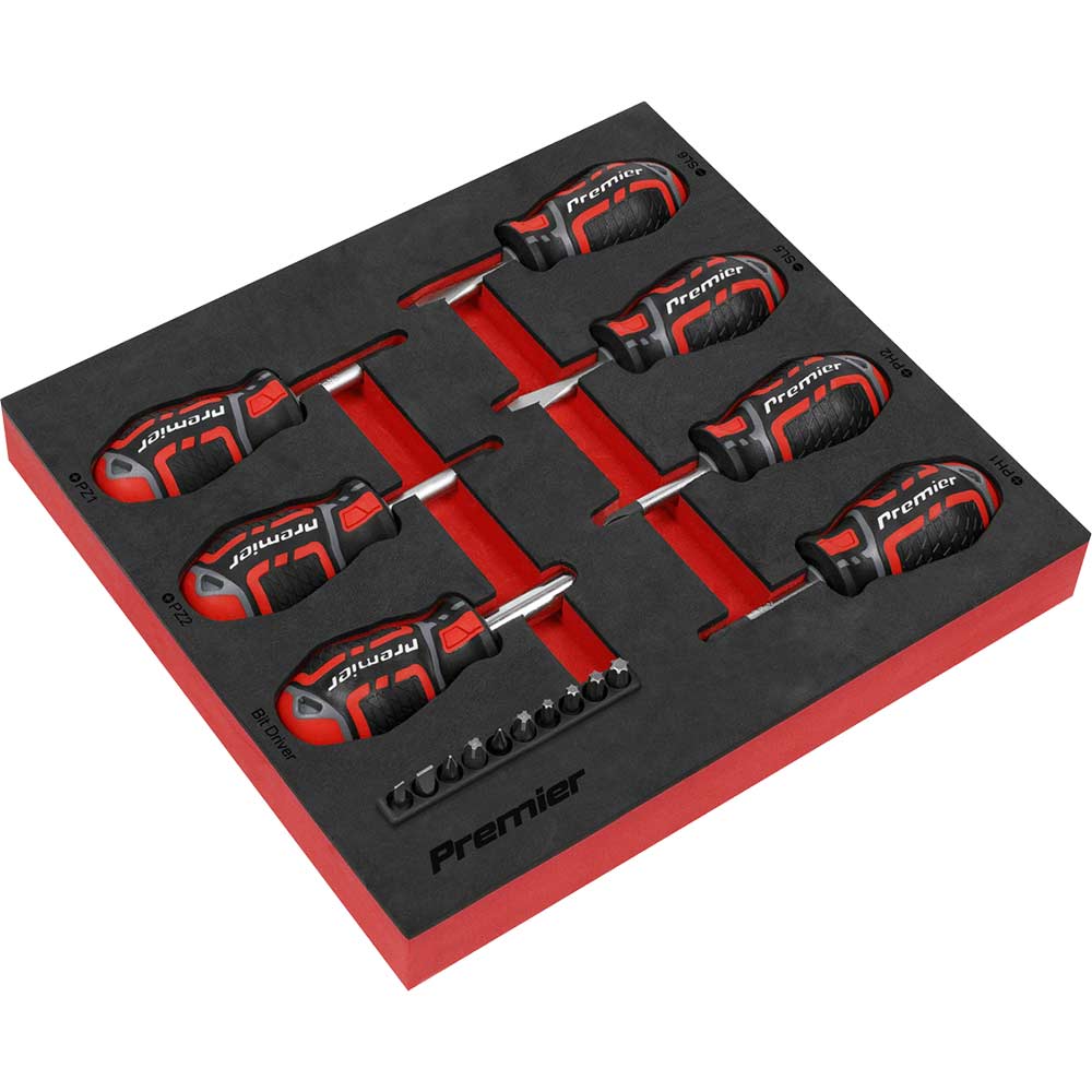 Image of Sealey GripMAX 17 Piece Stubby Screwdriver Set in Module Tray