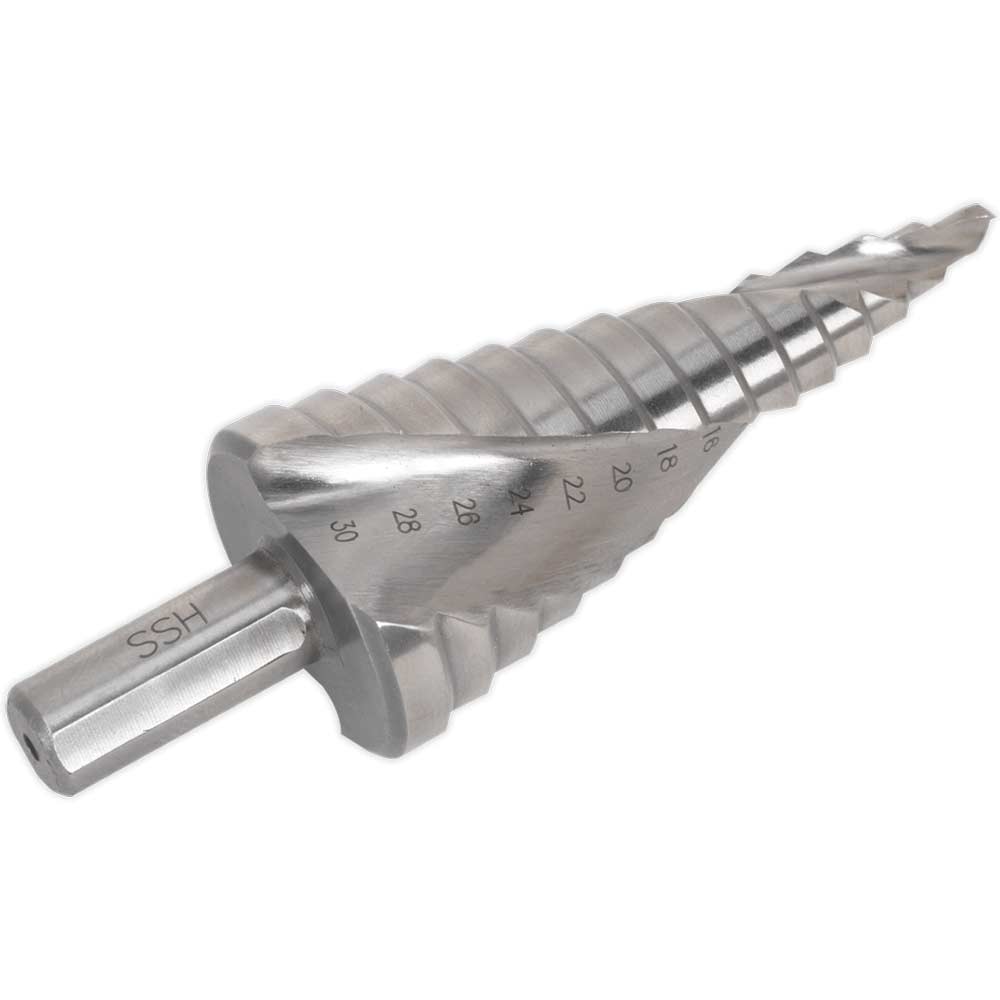 Image of Sealey Double Spiral Fluted HSS Step Drill Bit 4mm - 30mm