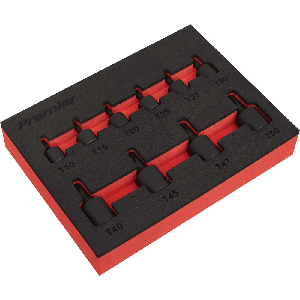 Image of Sealey 10 Piece 1/4" and 3/8" Drive Low Profile Impact Torx Socket Bit Set Combination