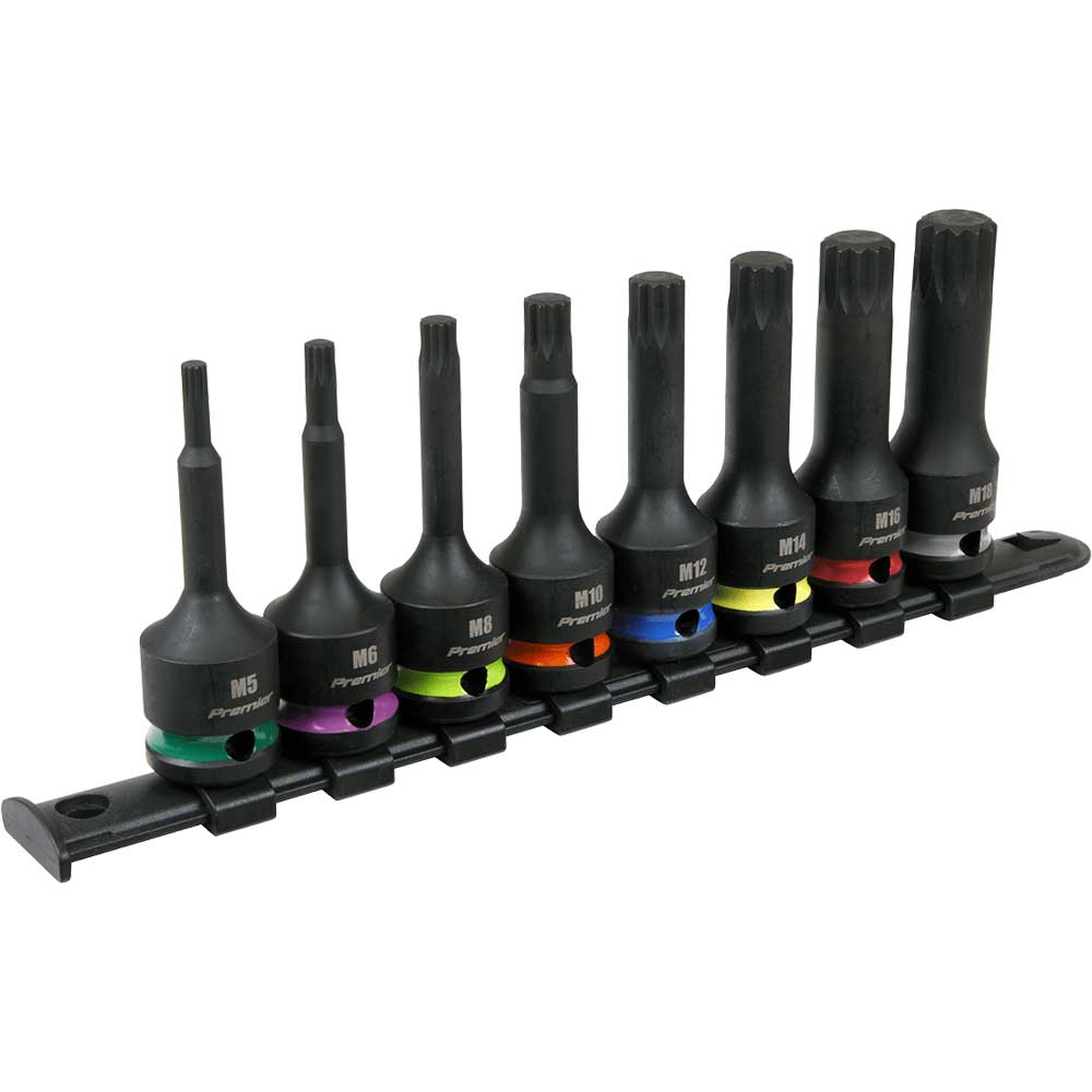 Sealey 1/2" Drive Impact Spline Socket Bit Set 1/2