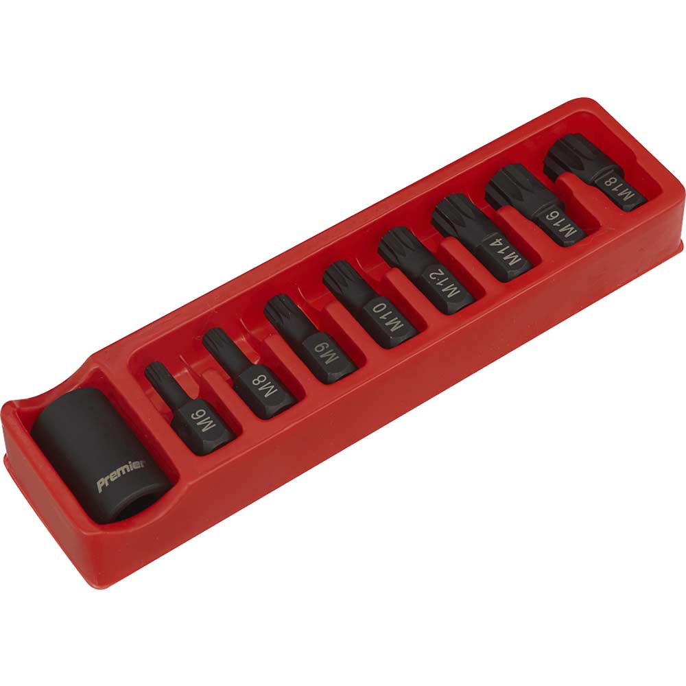 Sealey 9 Piece 1/2" Drive Impact Spline Socket Bit Set 1/2