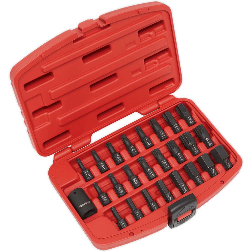 Sealey 25 Piece Impact Torx, Hex and Spline Socket Bit Set 1/2