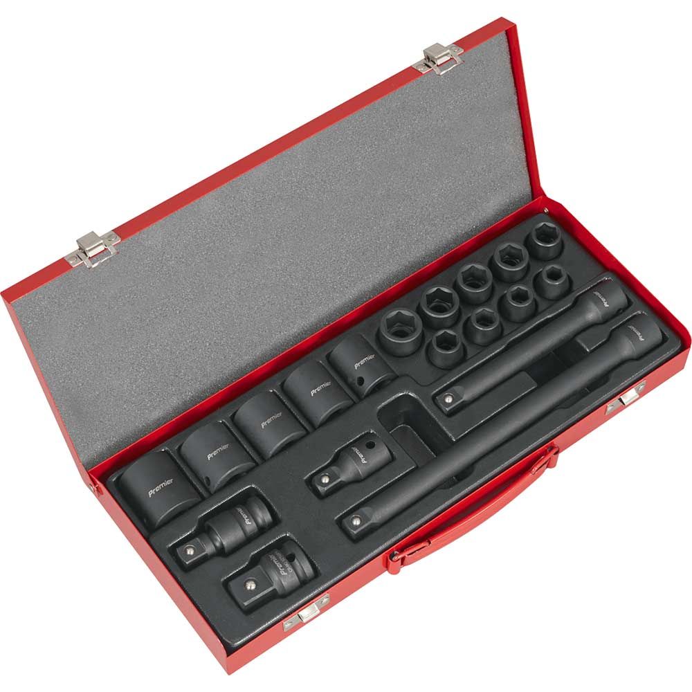 Sealey 19 Piece 1/2" Drive Hexagon WallDrive Impact Socket Set Metric 1/2