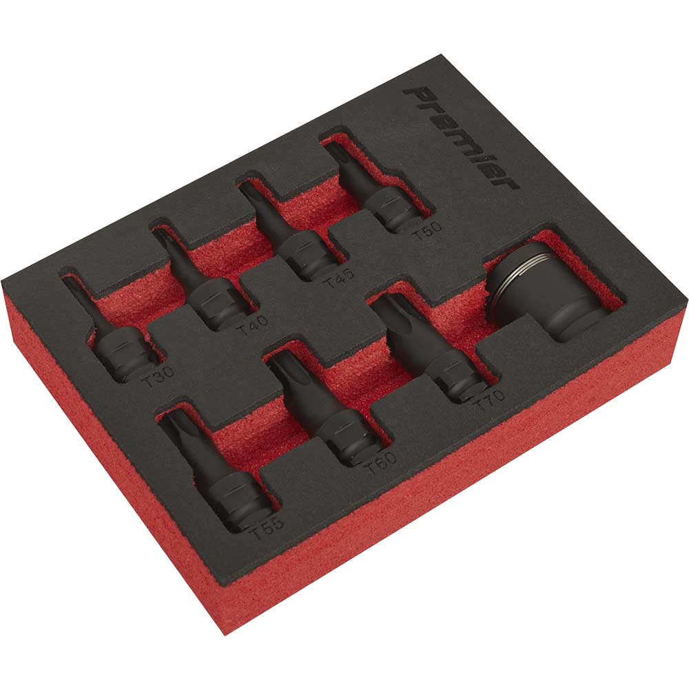Image of Sealey 8 Piece 3/8" Drive Impact Torx Socket Bit Set 3/8"
