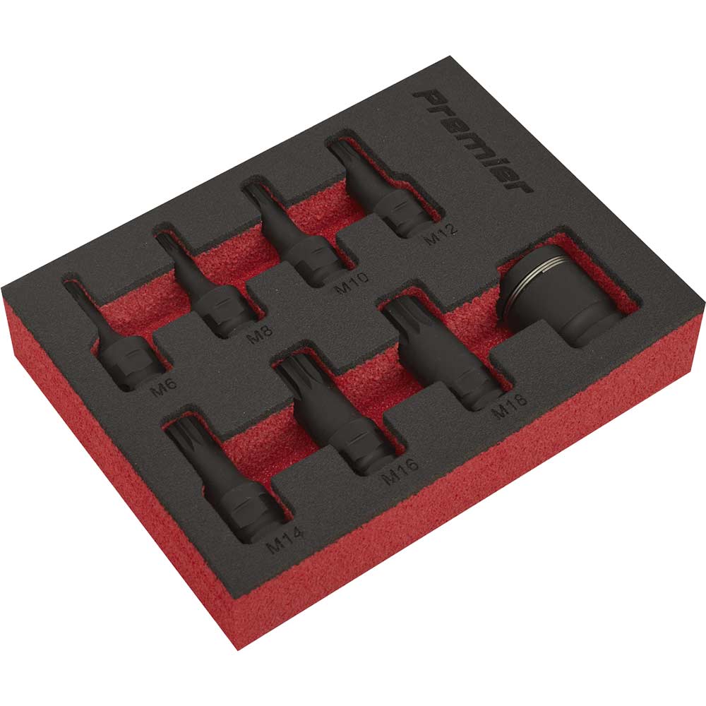 Sealey 8 Piece 3/8" Drive Impact Spline Socket Bit Set 3/8
