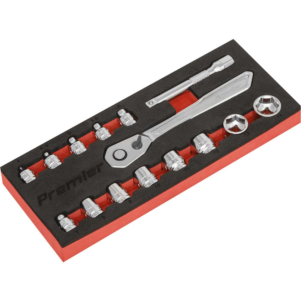 Sealey 15 Piece 1/4" Drive Low Profile Socket Set 1/4