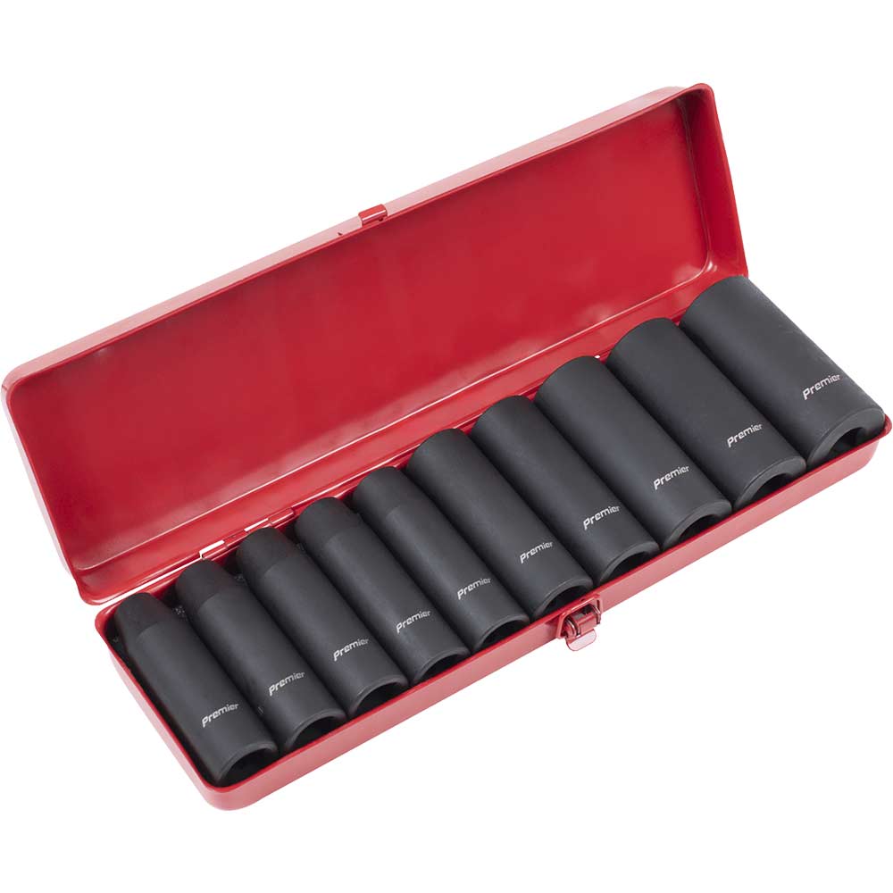 Sealey 11 Piece 1/2" Drive Deep Hexagon Impact Socket Set 1/2
