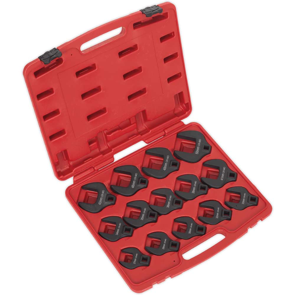 Sealey 14 Piece 1/2" Drive Crow Foot Spanner Set Metric 1/2
