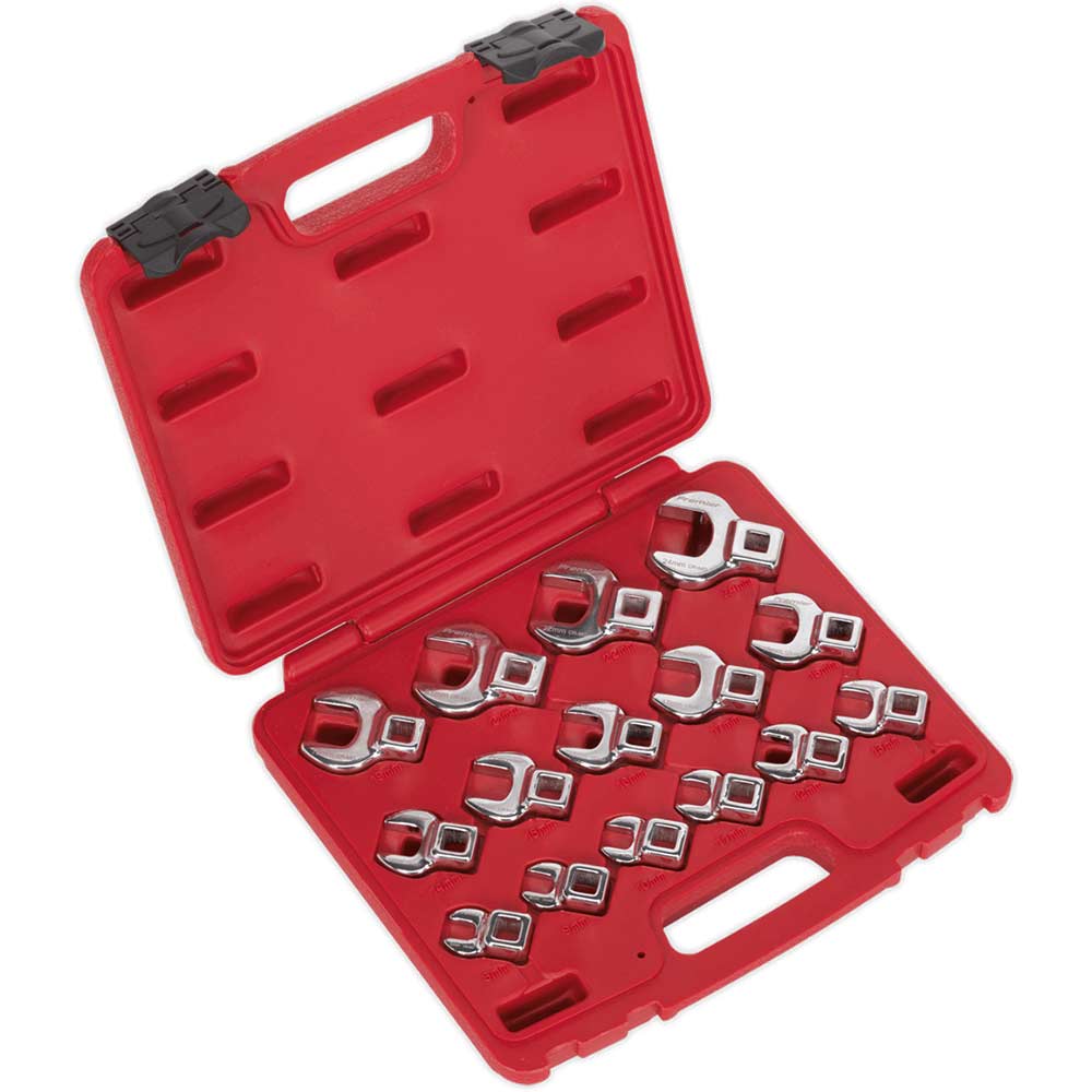 Sealey 15 Piece 3/8" Drive Crow Foot Spanner Set Metric 3/8