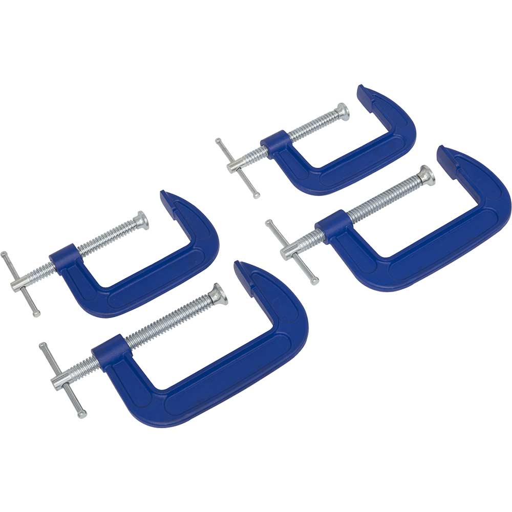 Image of Sealey 4 Piece 75mm and 100mm G Clamp Set