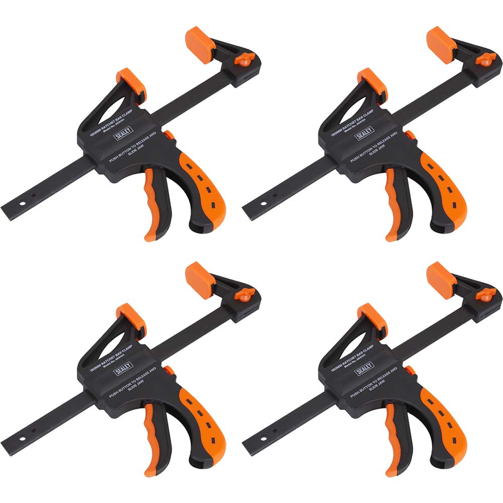 Sealey Ratchet Bar Clamp Pack of 4 150mm 63mm