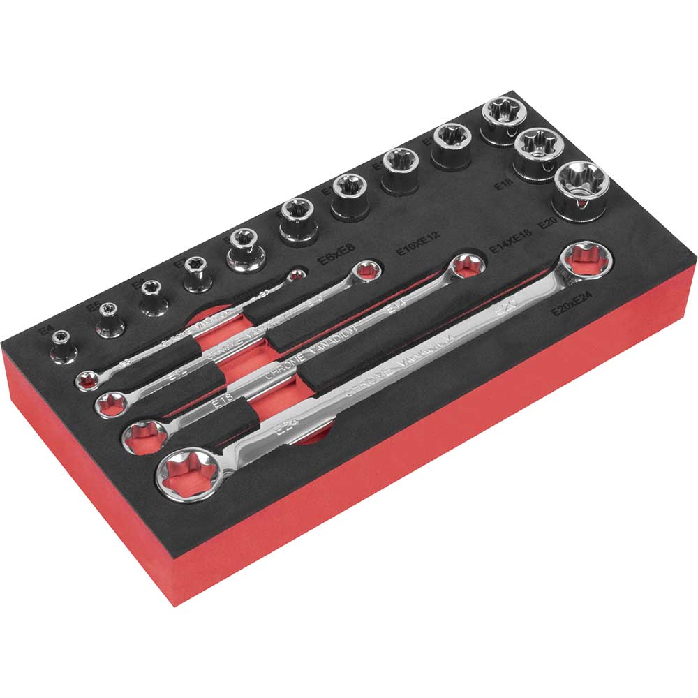 Sealey 16 Piece 3/8" Drive Torx Socket and Spanner Set in Module 3/8