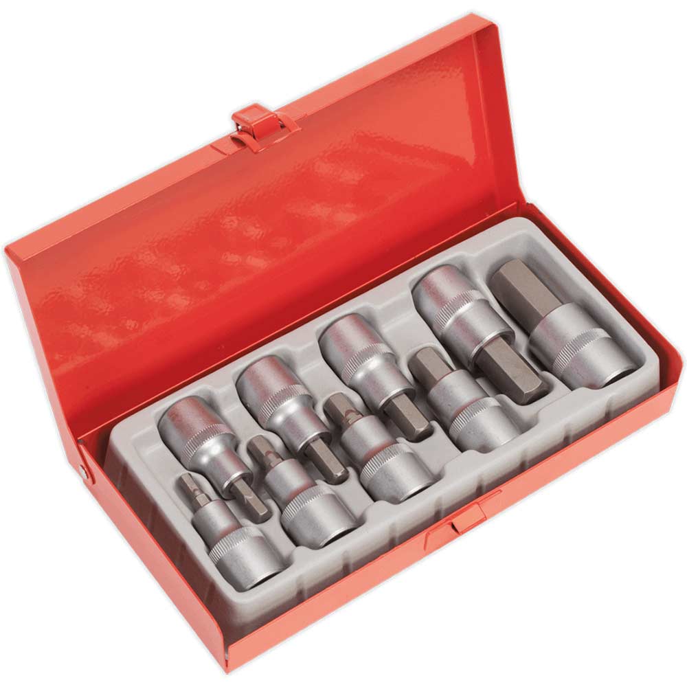 Image of Sealey 9 Piece 1/2" Drive Hexagon Socket Bit Set 1/2"