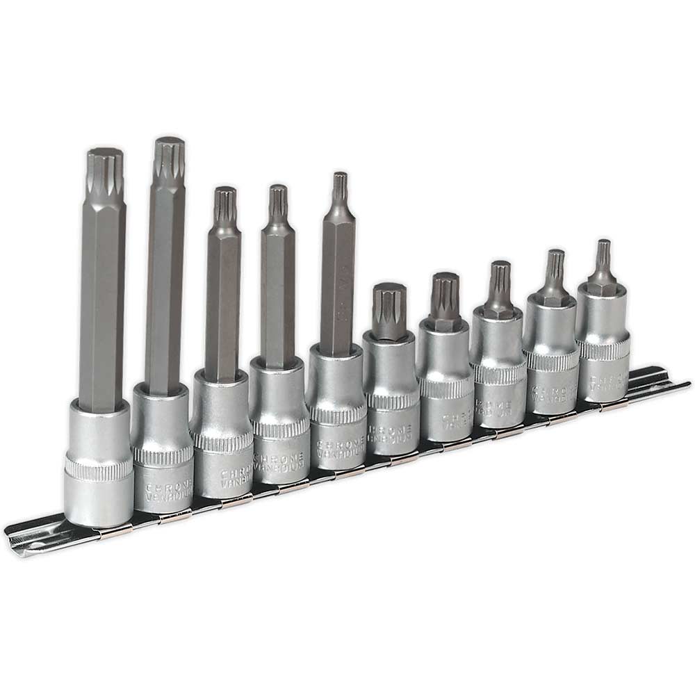Sealey 10 Piece 1/2" Drive Spline Socket Bit Set 1/2