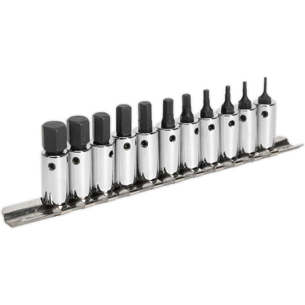 Sealey 11 Piece 1/4" Drive Hexagon Socket Bit Set Metric 1/4