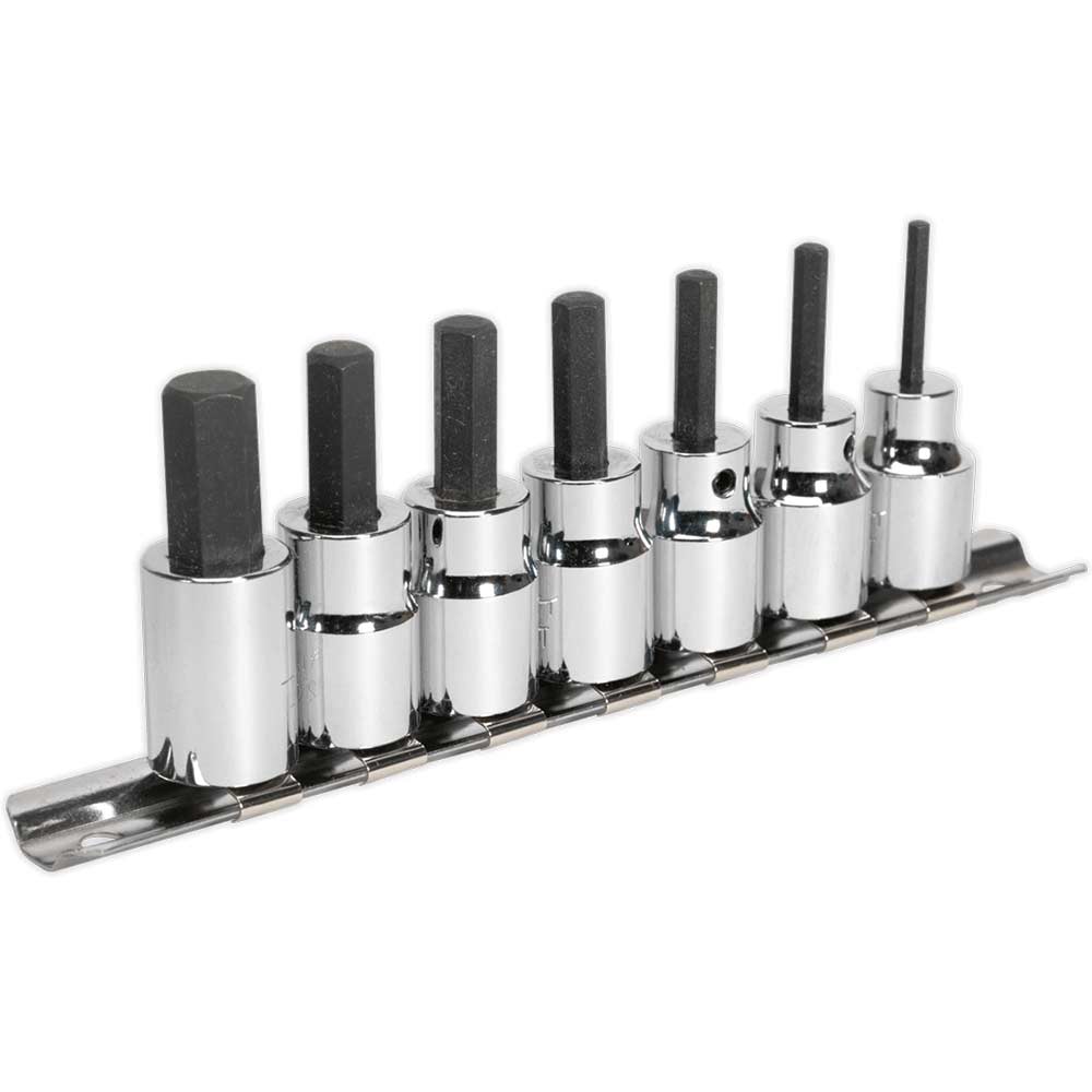 Sealey 7 Piece 3/8" Drive Hexagon Socket Bit Set Metric 3/8