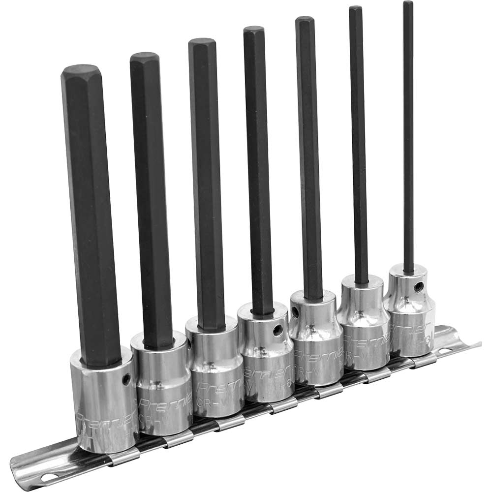 Sealey 7 Piece 3/8" Drive Long Reach Hexagon Socket Bit Set 3/8