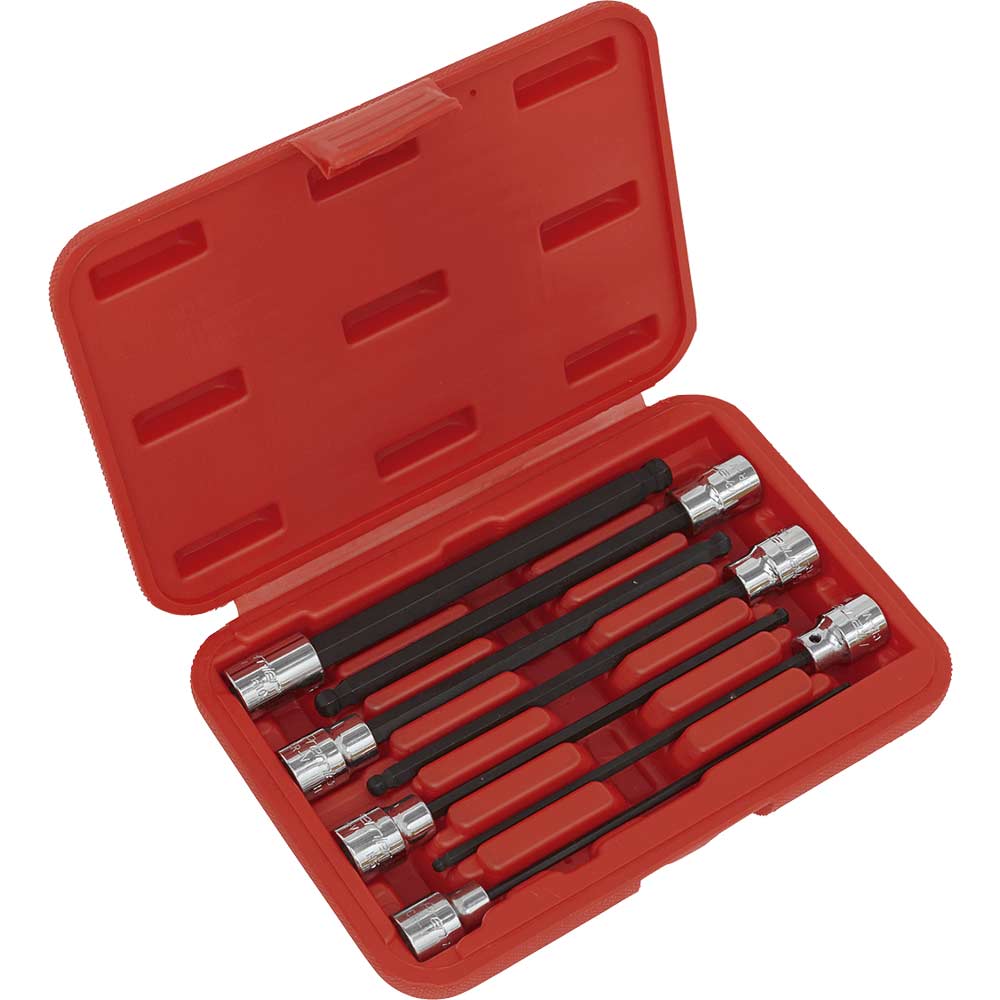 Sealey 7 Piece 3/8" Drive Ball End Hexagon Socket Bit Set Metric 3/8