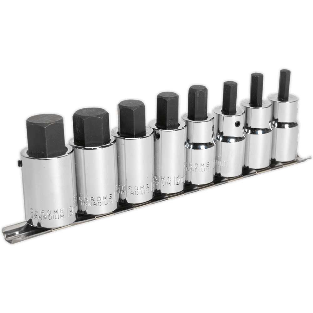 Sealey 8 Piece 1/2" Drive Hexagon Socket Bit Set Metric 1/2