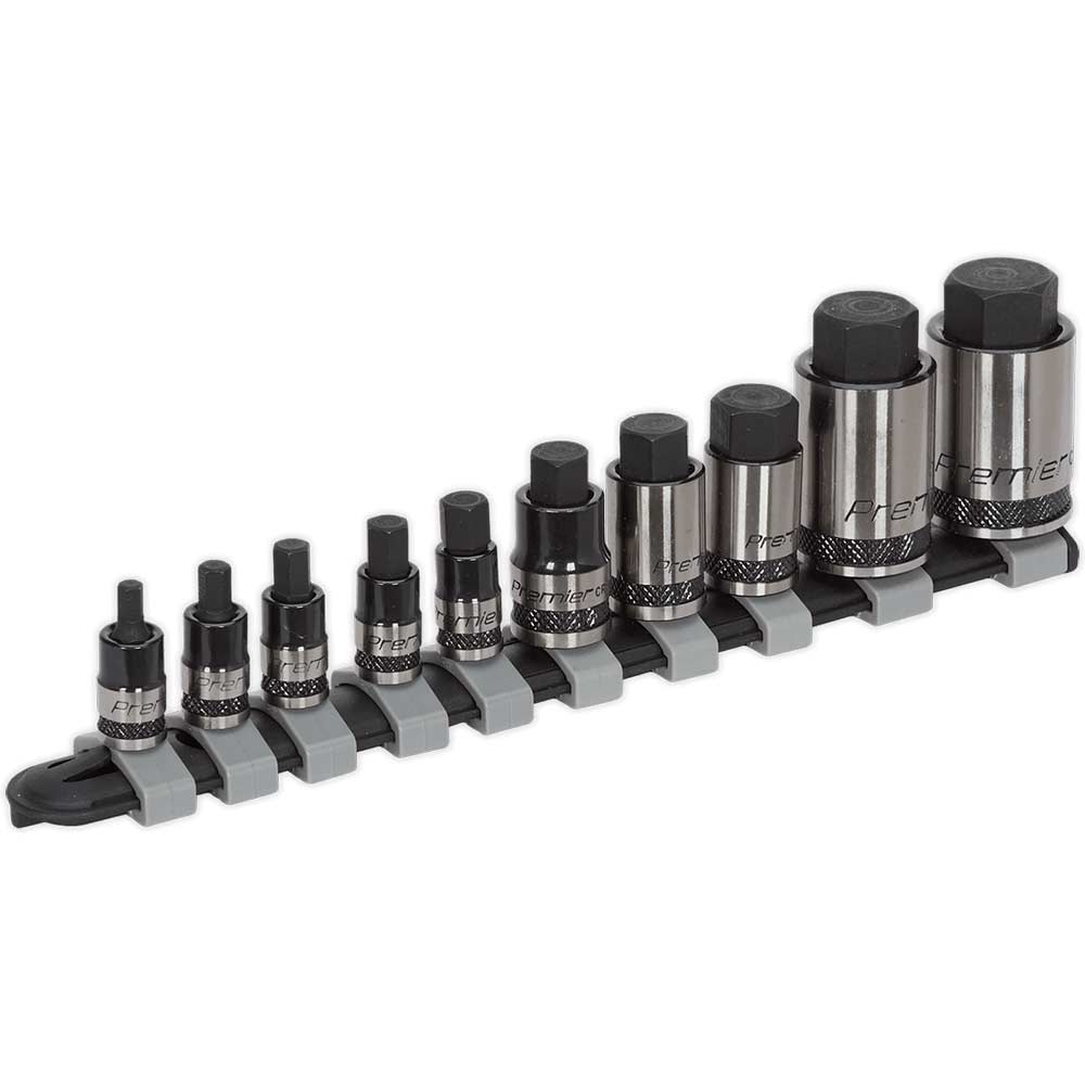 Image of Sealey Premier 10 Piece Combination Drive Hex Socket Bit Set Metric Combination