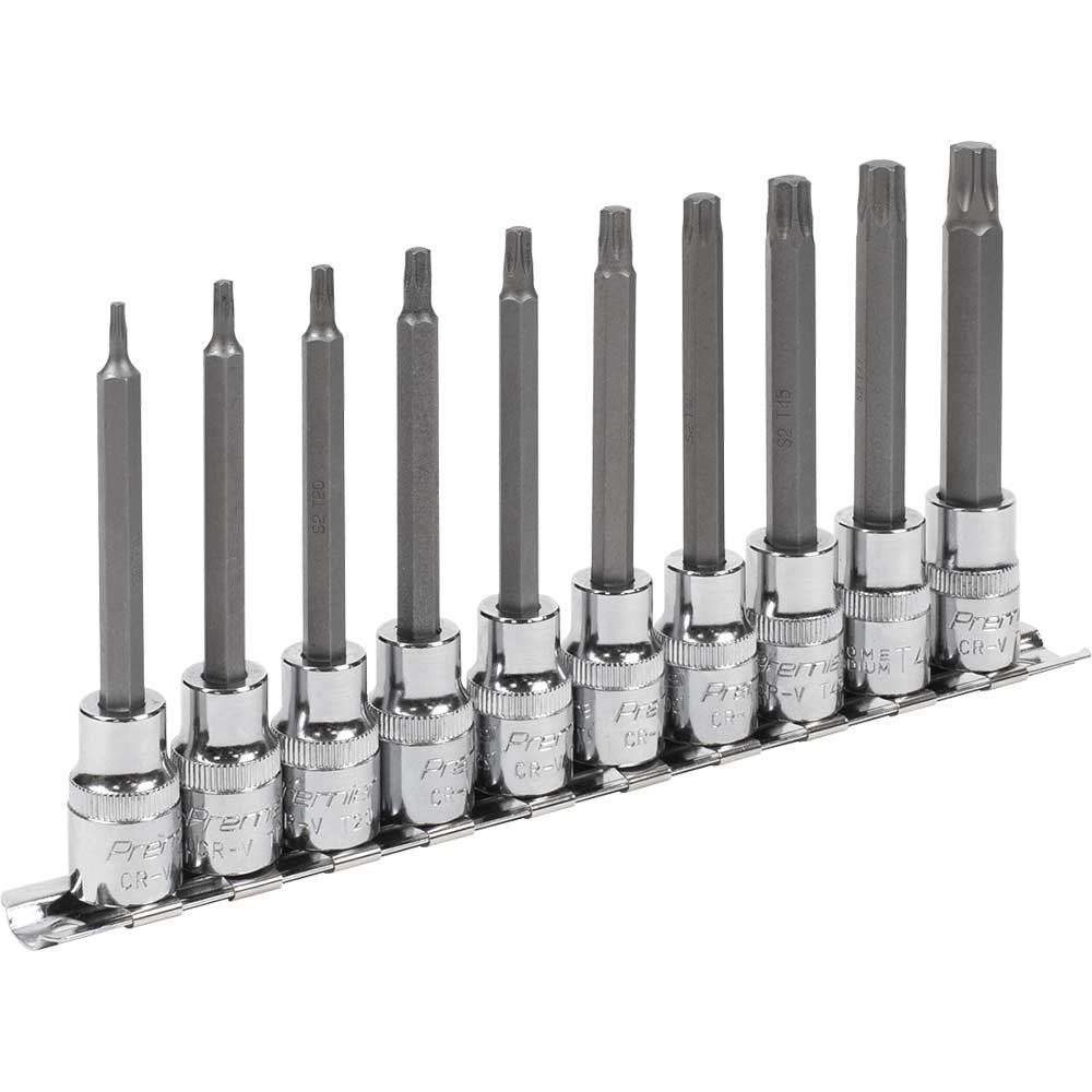 Sealey 10 Piece 3/8" Drive Long Torx Socket Bit Set 3/8