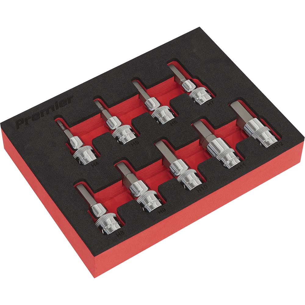Sealey 9 Piece 3/8" Drive Hex Socket Bit Set 3/8