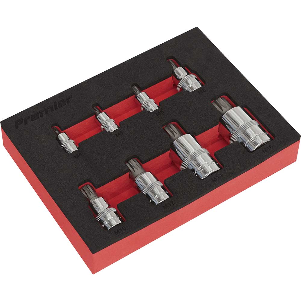 Sealey 8 Piece Combination Drive Spline Socket Bit Set Combination