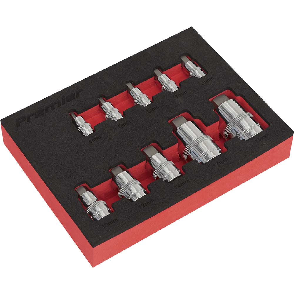 Sealey 10 Piece Combination Drive Stubby Hex Socket Bit Set Combination