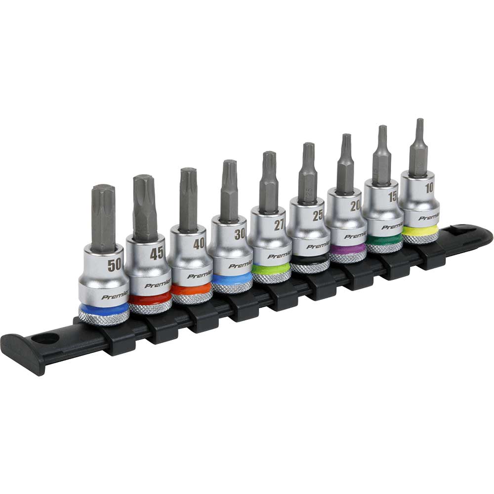 Sealey 9 Piece Colour Coded 3/8" Drive Torx Socket Bit Set 3/8