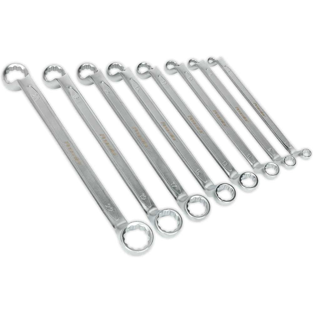 Click to view product details and reviews for Sealey 8 Piece Offset Double Ring Spanner Set.