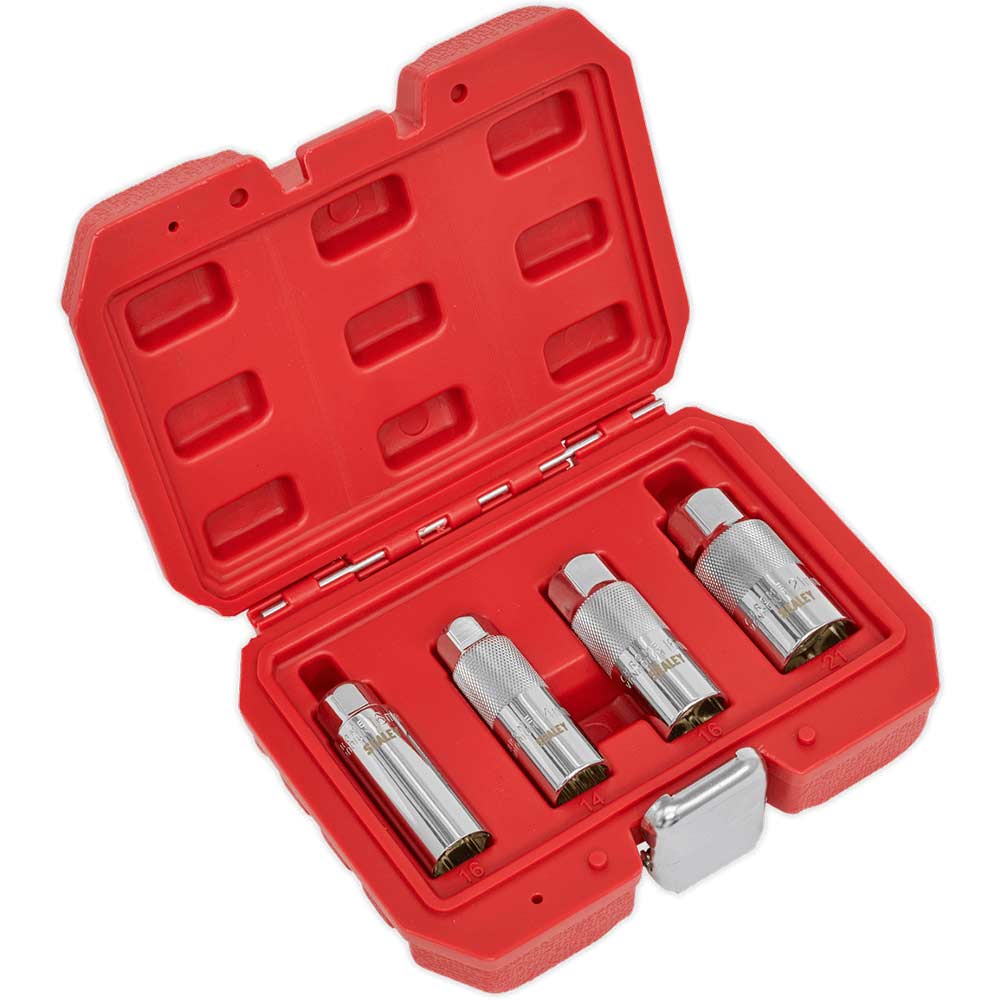Sealey 4 Piece 3/8" Drive Magnetic Spark Plug Socket Set 3/8