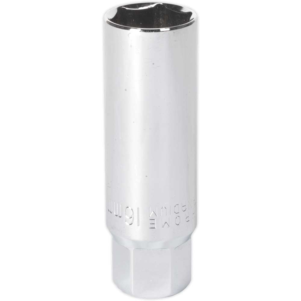 Image of Sealey 3/8" Drive Thin Wall Hexagon Spark Plug Socket Metric 3/8" 16mm