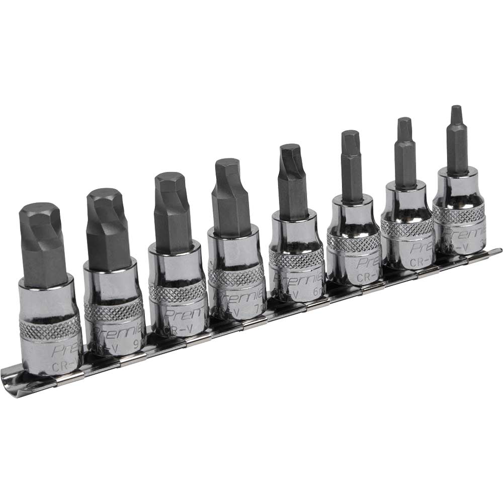 Sealey 8 Piece 3/8" Drive Lock On Hexagon Socket Bit Set Metric 3/8