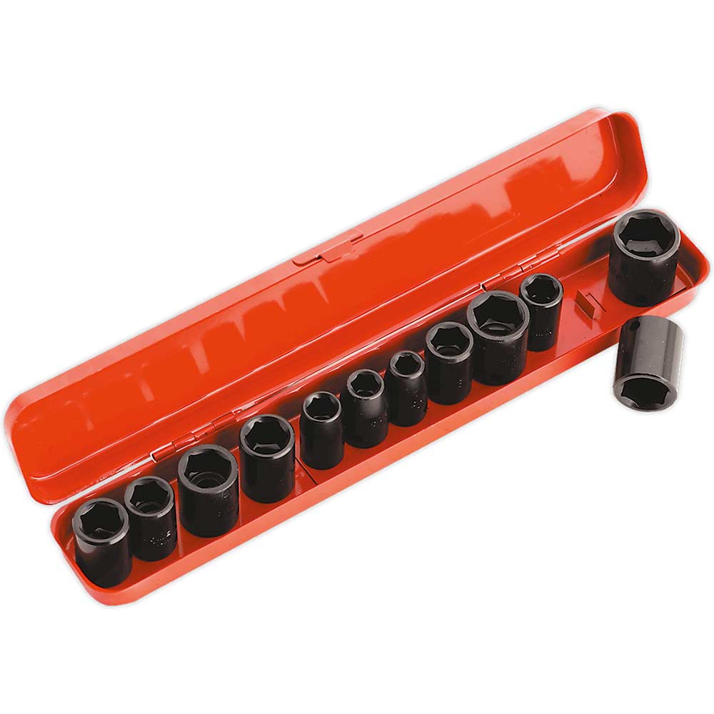 Sealey 12 Piece 3/8" Drive Hexagon Impact Socket Set Metric and Imperial 3/8