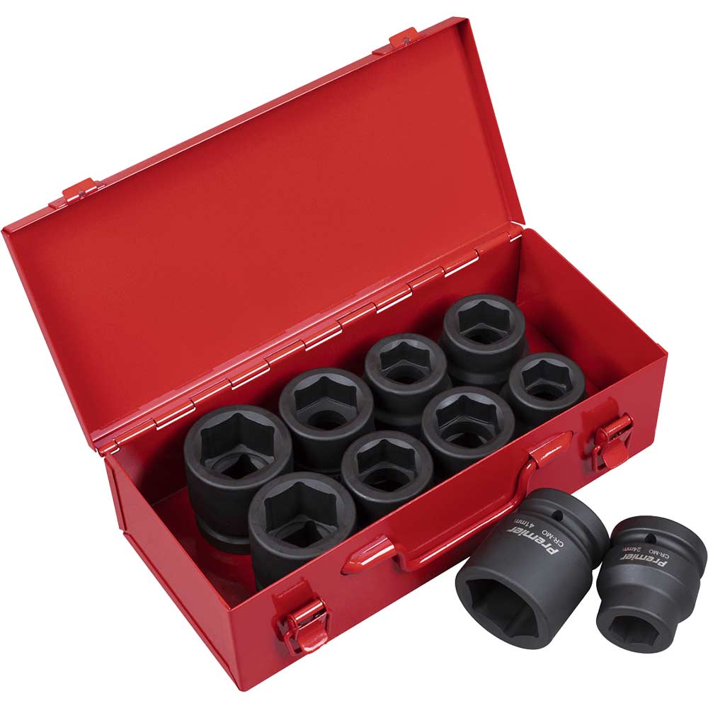 Image of Sealey 11 Piece 1" Drive Hexagon Impact Socket Set Metric and Imperial 1"