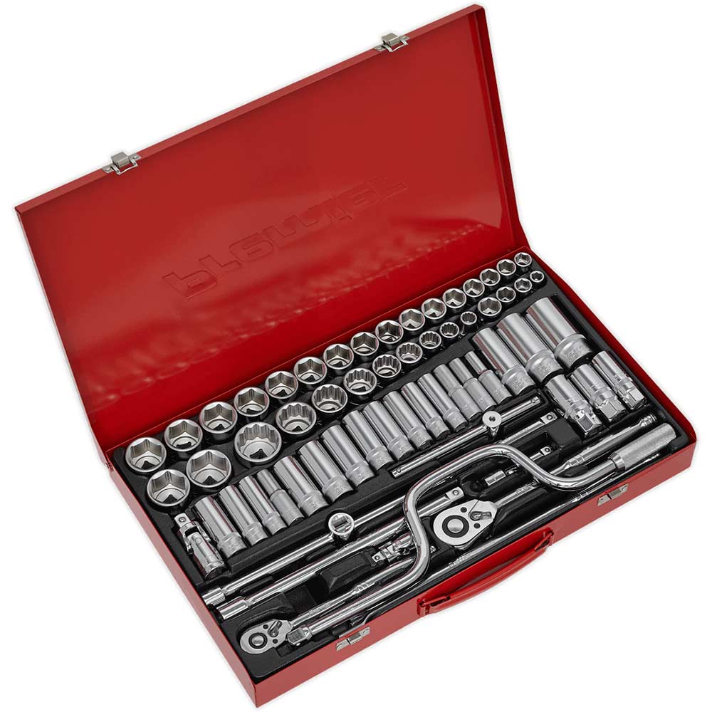 Sealey 64 Piece Combination Drive Hexagon WallDrive Socket Set Metric and Imperial Combination
