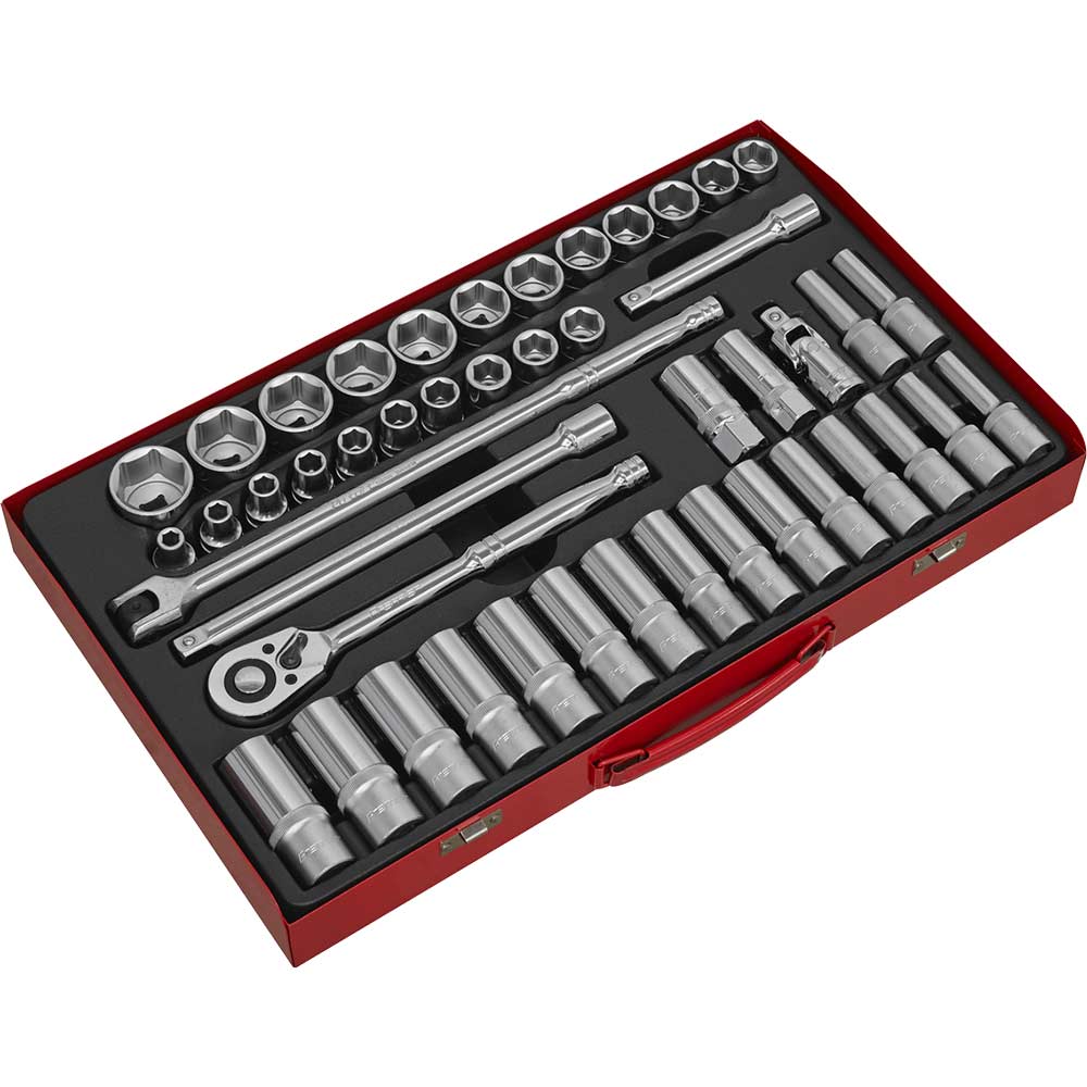 Sealey 46 Piece 1/2" Drive Hexagon WallDrive Socket Set 1/2