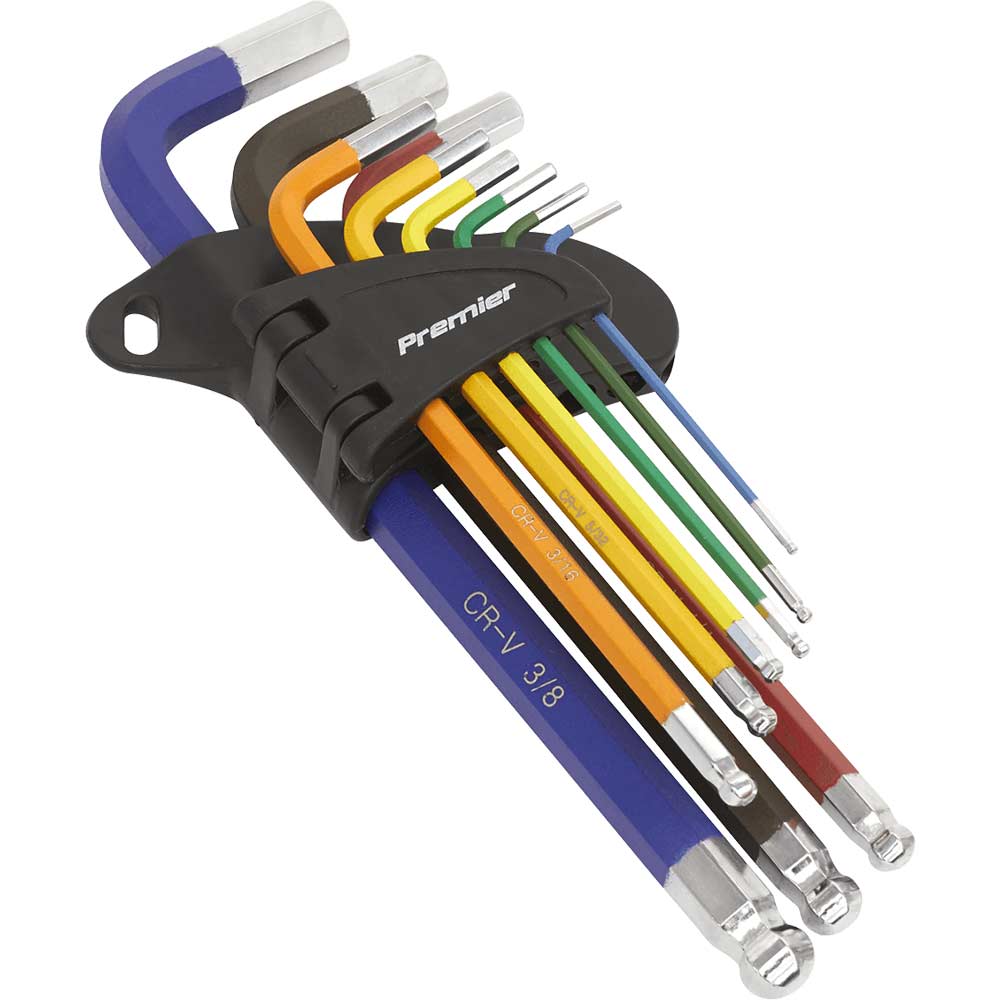 Click to view product details and reviews for Sealey 9 Piece Colour Coded Long Ball End Hex Key Set Imperial.