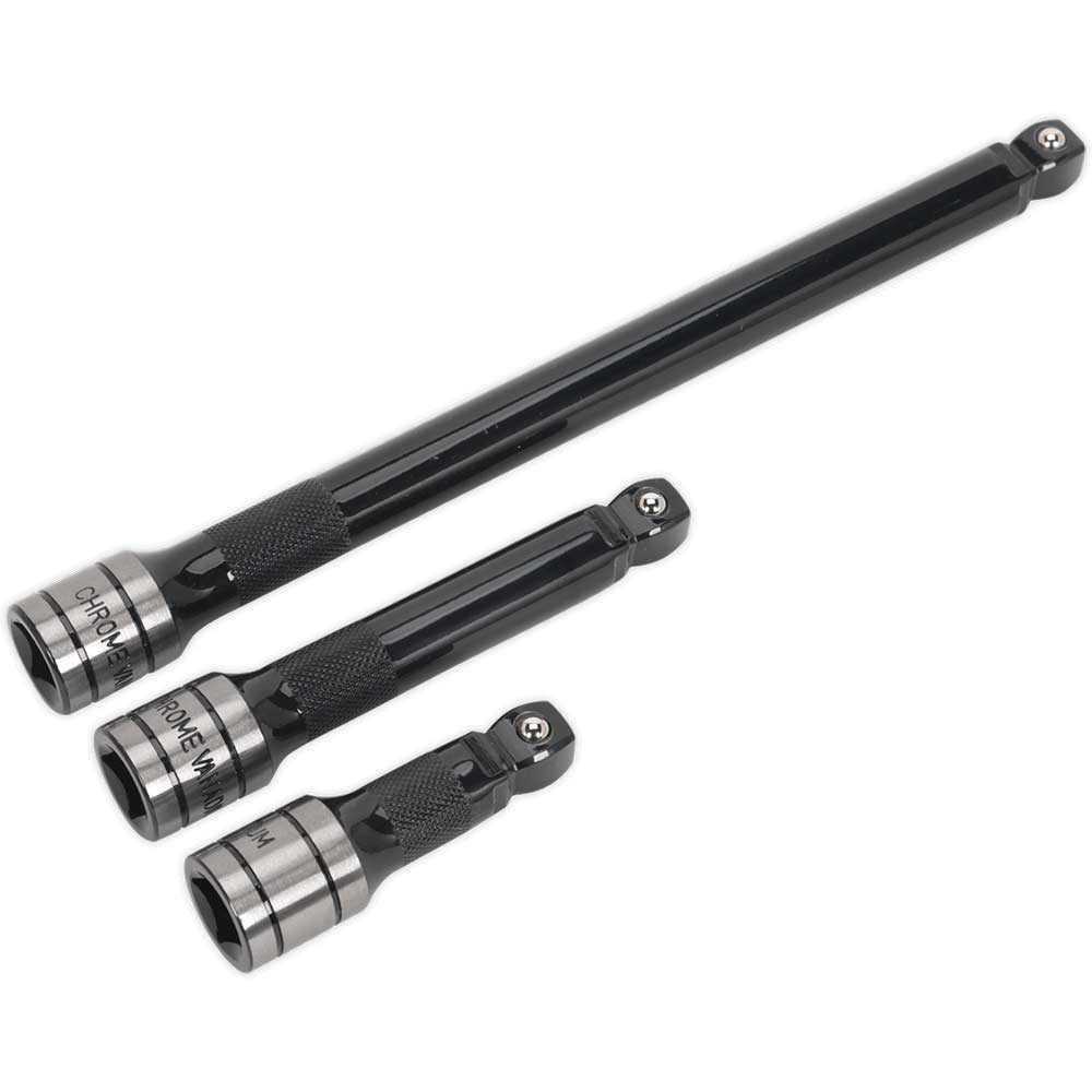 Sealey AK7692 1/2 Drive 3 Piece Wobble Rigid Extension Bar Adaptor and Universal Joint Set 1/2