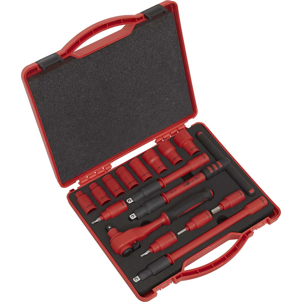 Sealey 16 Piece 3/8" Drive VDE Insulated Hexagon Socket Set Metric 3/8